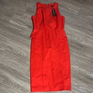 NWT. Banana Republic red/orange Sheath Midi Dress. Size 6